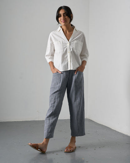 Ava Blouse - White Stripe