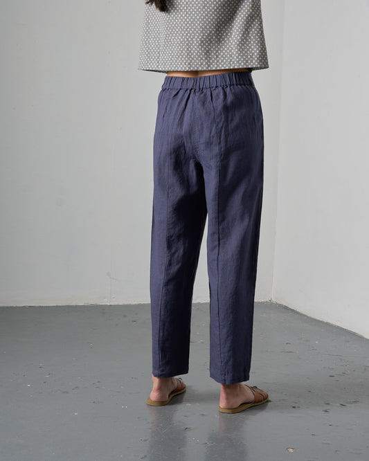 Lorren Trousers - Navy Linen