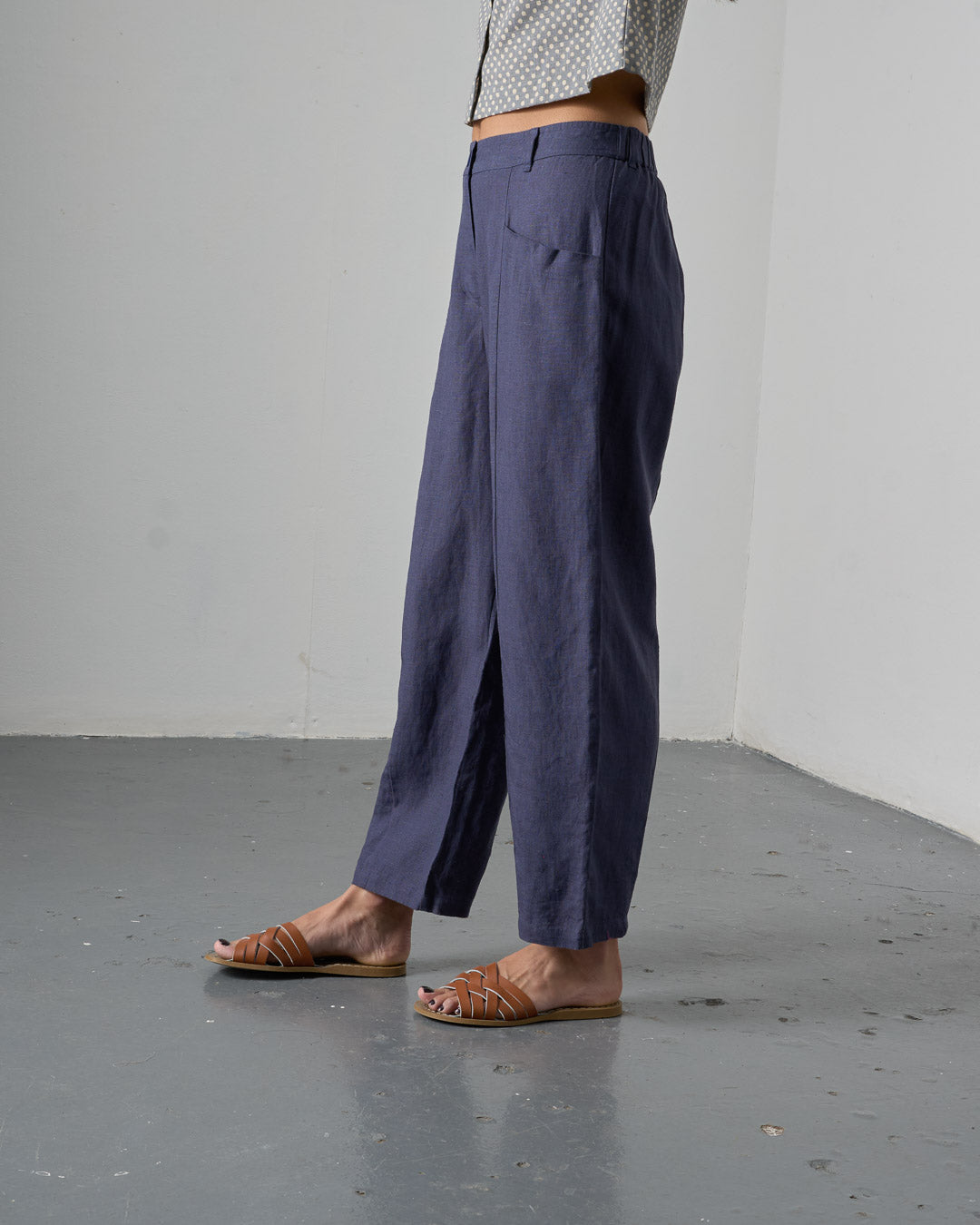 Lorren Trousers - Navy Linen