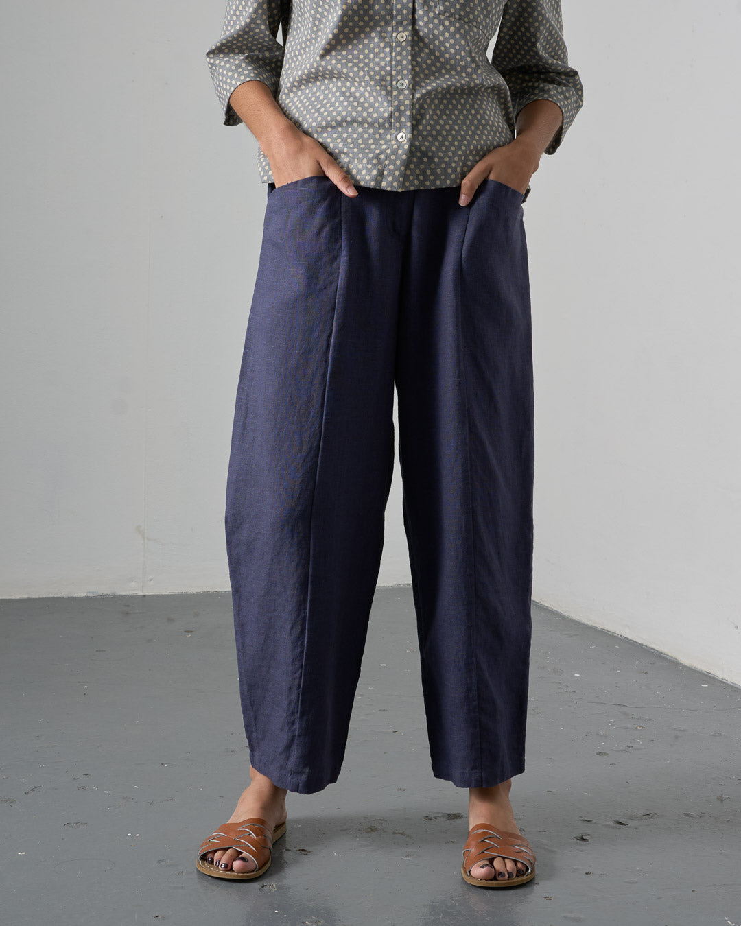 Lorren Trousers - Navy Linen