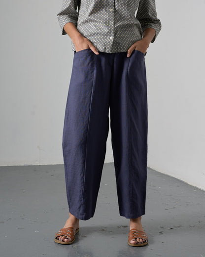 Lorren Trousers - Navy Linen