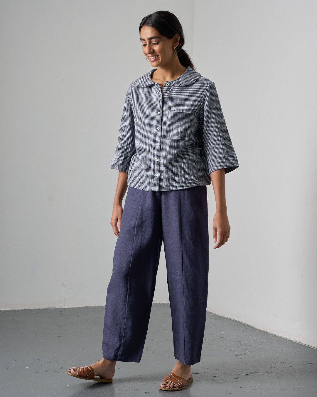 Lorren Trousers - Navy Linen