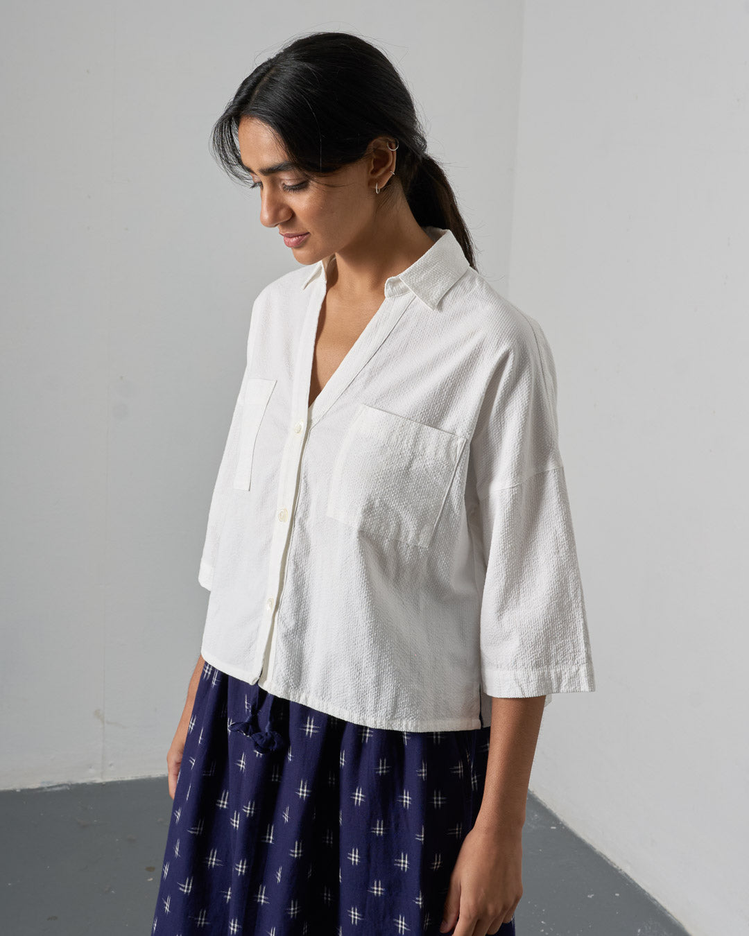 Ava Blouse - White Stripe