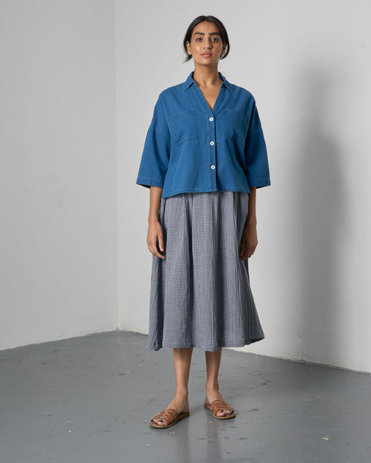 Ava Blouse - Textured Denim