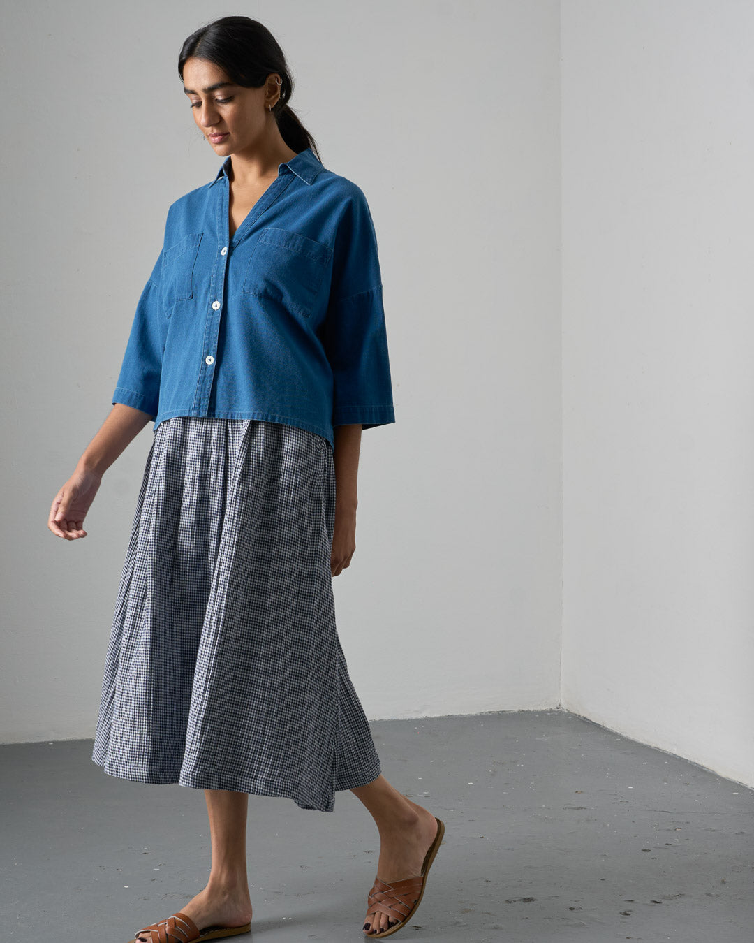 Ava Blouse - Textured Denim