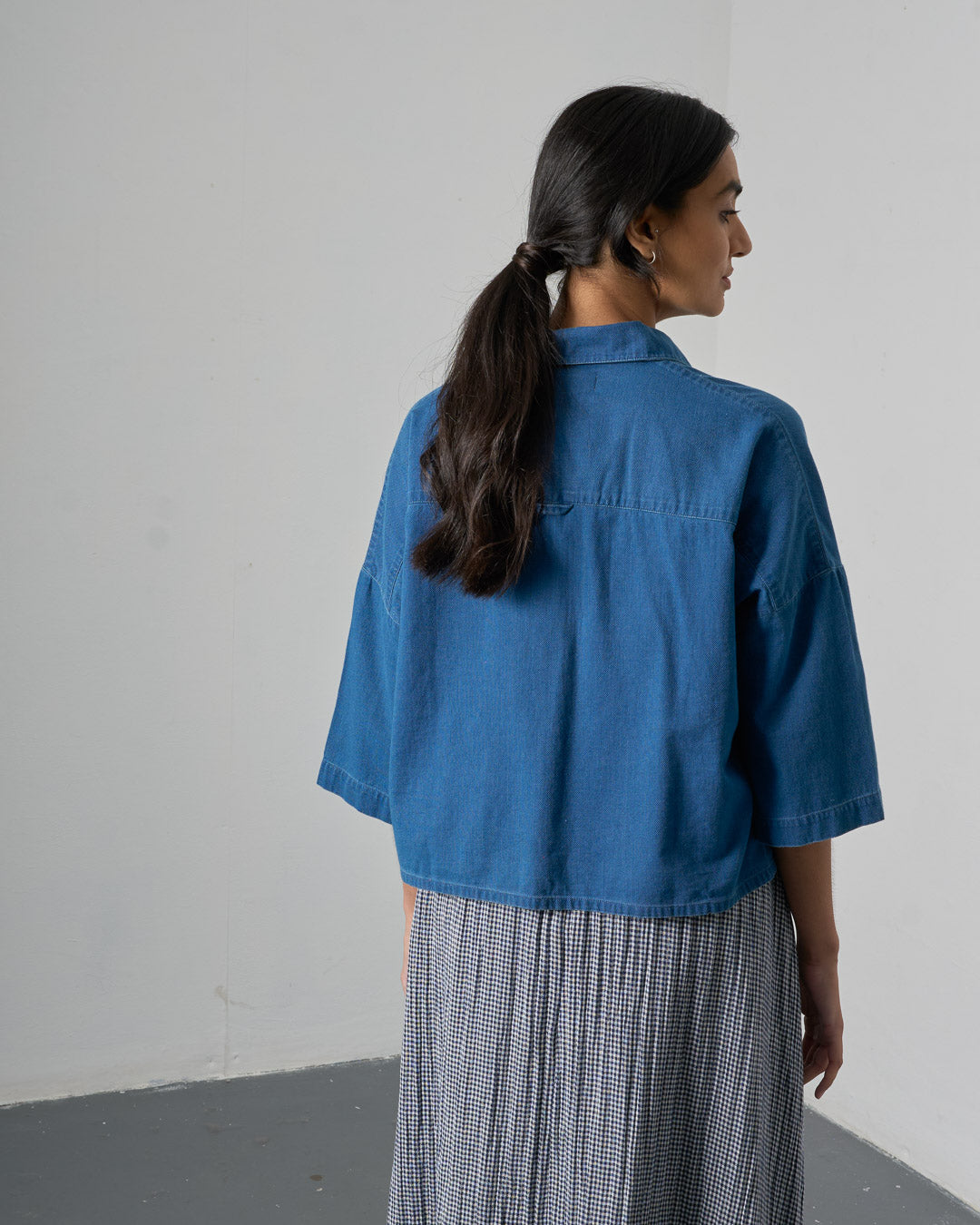 Ava Blouse - Textured Denim