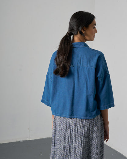 Ava Blouse - Textured Denim