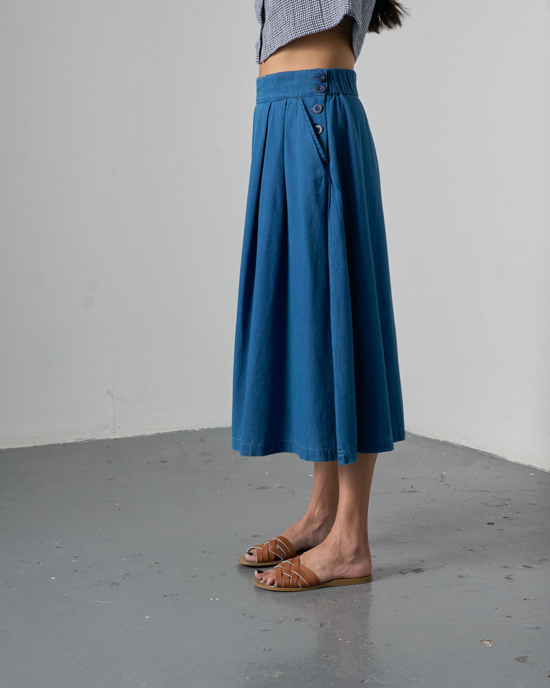 Wander Midi Skirt - Textured Denim