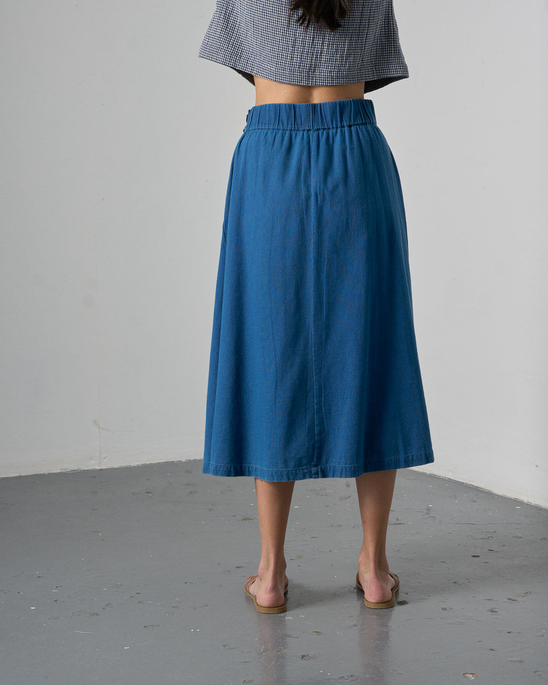 Wander Midi Skirt - Textured Denim