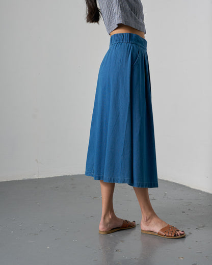 Wander Midi Skirt - Textured Denim
