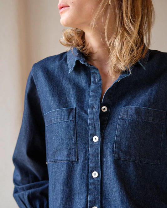 Ada Cropped Blouse Denim