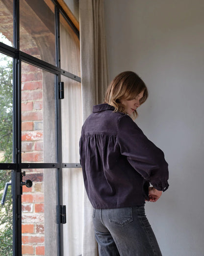 Ada Cropped Blouse Dove Grey Cord
