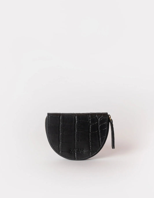 Laura Sustainable Leather Coin Purse - Black Croco