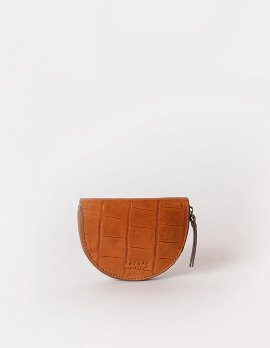 Laura Sustainable Leather Coin Purse - Cognac Croco