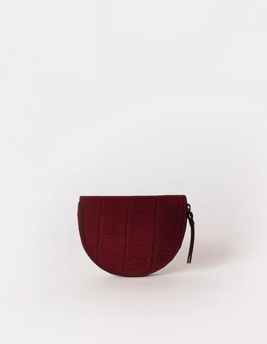 Laura Coin Purse in Dark Ruby Croco Sustainable Leather