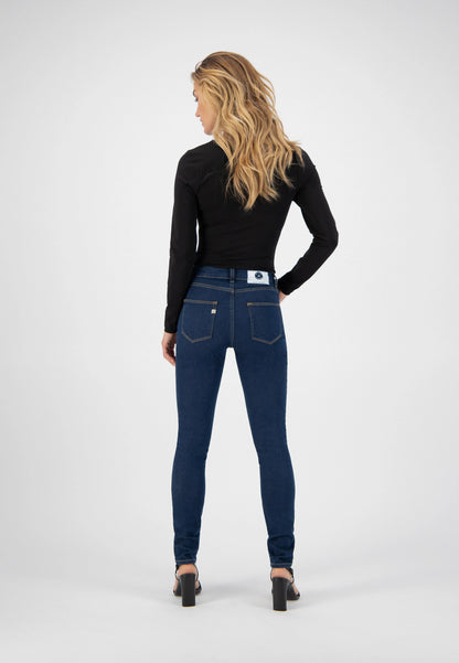 Rear view of Products Mud Jeans Skinny Hazen in Strong Blue