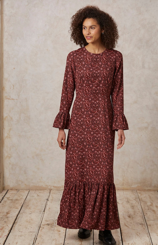 A floral maxi dress, perfect to wear for the Christmas Party. Made from People Tree, a V&A pattern.